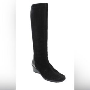 Aquatalia by Marvin K Women's 'Minnow' Black 
Suede Wedge Knee Boots: Size 8.5 M